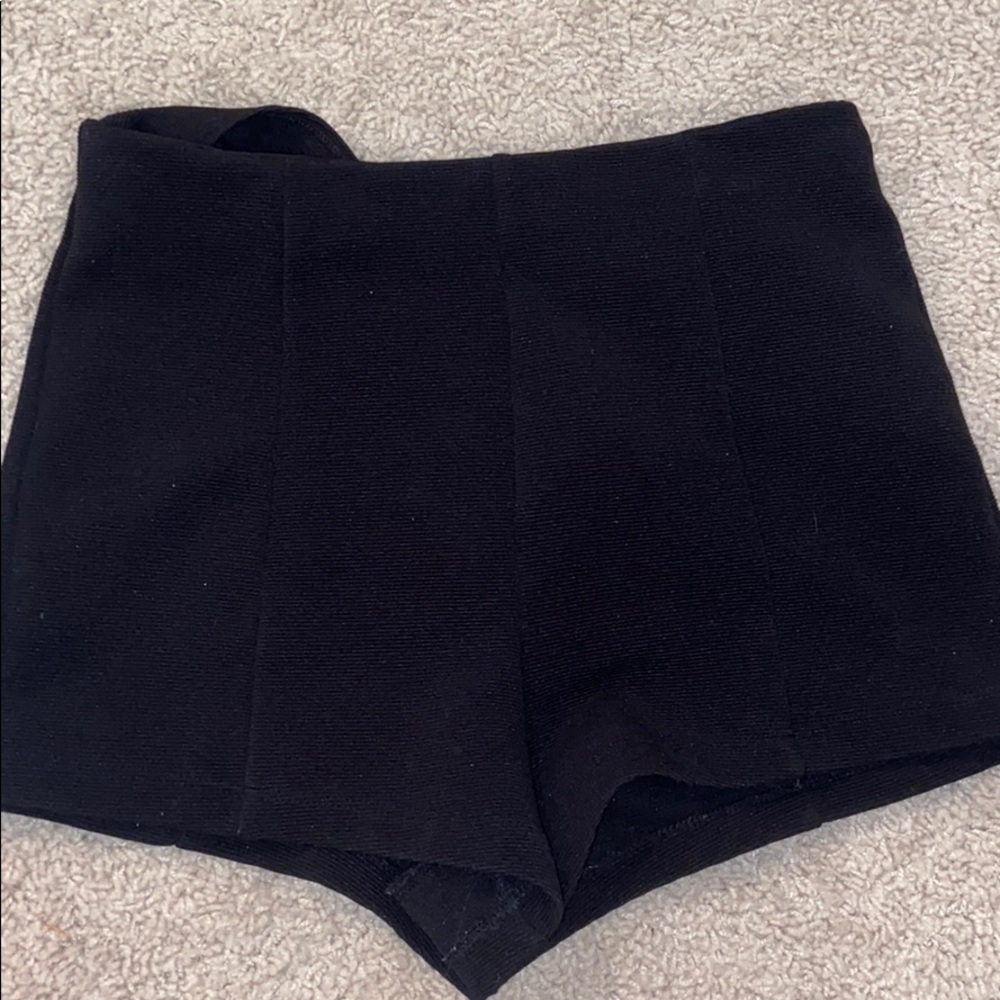 High waisted tight black shorts